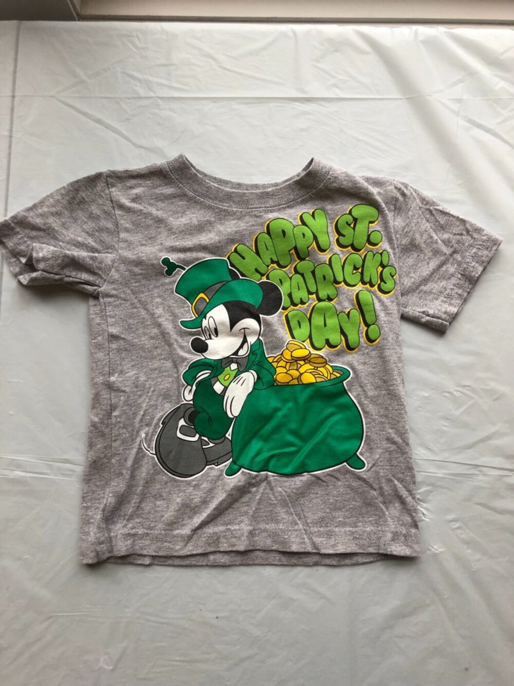 18-Months Disney Gray St. Patrick's Day Shirt w/Mickey & Pot of Gold